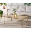 SAFAVIEH Couture Outdoor Patio Furniture Collection – Dorianna Rectangular Coffee Table, Sand Wood Slatted Top (CPT4006A)(Sand)