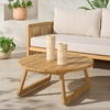 SAFAVIEH Couture Outdoor Patio Furniture Collection – Gale Teak Solid Wood Round Slatted Top Coffee Table (CPT2012A)(Natural)