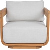 SAFAVIEH Couture Outdoor Patio Furniture Collection – Leilani Natural Teak Patio Chair, Outdoor Accent Chair with White Cushions (CPT1081A)(White/Natural Teak)