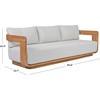 SAFAVIEH Couture Outdoor Patio Furniture Collection – Leilani Natural Teak Patio Sofa, Outdoor Sofa with White Cushions (CPT1082A)(White/Natural Teak)