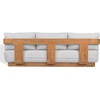 SAFAVIEH Couture Outdoor Patio Furniture Collection – Leilani Natural Teak Patio Sofa, Outdoor Sofa with White Cushions (CPT1082A)(White/Natural Teak)