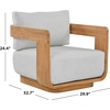 SAFAVIEH Couture Outdoor Patio Furniture Collection – Leilani Natural Teak Wood Swivel Patio Chair, Outdoor Accent Chair with White Cushions (CPT1080A)(White/Natural Teak)
