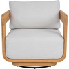 SAFAVIEH Couture Outdoor Patio Furniture Collection – Leilani Natural Teak Wood Swivel Patio Chair, Outdoor Accent Chair with White Cushions (CPT1080A)(White/Natural Teak)