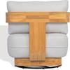 SAFAVIEH Couture Outdoor Patio Furniture Collection – Leilani Natural Teak Wood Swivel Patio Chair, Outdoor Accent Chair with White Cushions (CPT1080A)(White/Natural Teak)