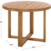 SAFAVIEH Couture Outdoor Patio Furniture Collection – Mayaguana Teak Solid Wood Round Dining Table, Slatted Top with Umbrella Hole, Modern Outdoor Design (CPT1061)(Natural)