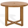 SAFAVIEH Couture Outdoor Patio Furniture Collection – Mayaguana Teak Solid Wood Round Dining Table, Slatted Top with Umbrella Hole, Modern Outdoor Design (CPT1061)(Natural)