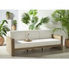 SAFAVIEH Couture Outdoor Patio Furniture Collection – Santiago Natural Eucalyptus Patio Sofa with Beige Cushions, Modern Seating (CPT1051A)(Natural/Beige)