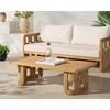 SAFAVIEH Couture Outdoor Patio Furniture Collection – Skipper Teak Solid Wood Slatted Rectangular Coffee Table, Modern Woven-Detail Base Design (CPT2009)(Natural)