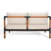 SAFAVIEH Outdoor Couture Collection Tommy Tropical Black Metal/Natural Solid Wood Patio Sofa (CPT1030A)