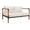 SAFAVIEH Outdoor Couture Collection Tommy Tropical Black Metal/Natural Solid Wood Patio Sofa (CPT1030A)