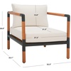 SAFAVIEH Outdoor Couture Collection Tommy Tropical Black Metal/Natural Solid Wood/White Cushion Patio Chair (CPT1028A)