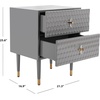 Safavieh Couture Home Neptune Glam White and Gold 2-drawer Side Table(Grey)