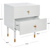 Safavieh Couture Home Neptune Glam White and Gold 2-drawer Side Table(White)