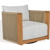 SAFAVIEH Couture – Outdoor Marina Swivel Accent Chair – White Cushion & Natural Teak Solid Wood – Weather Resistant, Ideal for Patio, Deck, Backyard, 16″ Seat Height (CPT1083A)(White/Natural Teak)