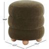 SAFAVIEH Couture Collection Cecelia Dark Olive Green Velvet/Natural Round Ottoman Foot Stool