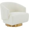 SAFAVIEH Couture Collection Pollyanne Ivory Boucle/Gold Swivel Accent Chair (Fully Assembled)