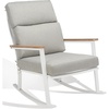 SAFAVIEH Couture Outdoor Collection Brutus White/Natural/Light Grey Linen Cushion Solid Wood Rocking Chair