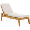SAFAVIEH Couture Outdoor Collection Caledonia Natural/White Cushion Solid Teak Wood Chaise Lounge Chair
