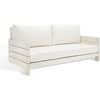 SAFAVIEH Couture Outdoor Collection Chrissie Whitewash/White Linen Solid Wood Patio Sofa