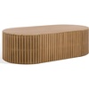 SAFAVIEH Couture Outdoor Patio Furniture Collection – Arielle Solid Wood Oval Coffee Table, Fully Assembled (CPT5001)(Natural)