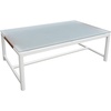 SAFAVIEH Couture Outdoor Patio Furniture Collection – Chryssa Rectangular Coffee Table, White Aluminum Frame with Glass Top (CPT4009A)(White)