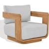 SAFAVIEH Couture Outdoor Patio Furniture Collection – Leilani Natural Teak Patio Chair, Outdoor Accent Chair with White Cushions (CPT1081A)(White/Natural Teak)