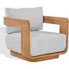 SAFAVIEH Couture Outdoor Patio Furniture Collection – Leilani Natural Teak Wood Swivel Patio Chair, Outdoor Accent Chair with White Cushions (CPT1080A)(White/Natural Teak)