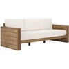 SAFAVIEH Couture Outdoor Patio Furniture Collection – Santiago Natural Eucalyptus Patio Sofa with Beige Cushions, Modern Seating (CPT1051A)(Natural/Beige)