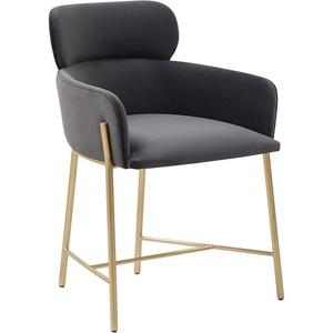 SAFAVIEH Couture Charlize Velvet Dining Chair(Dark Grey / Gold)