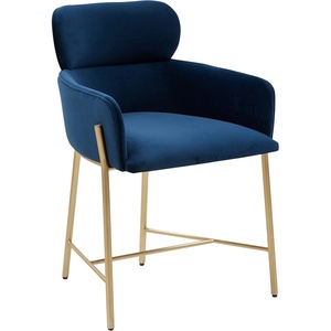 SAFAVIEH Couture Charlize Velvet Dining Chair(Navy / Gold)