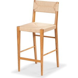SAFAVIEH Couture Collection – Cody 26-Inch Counter Stool – Black Frame with Natural Paper Cord Seat, Rattan-Inspired Design, Fully Assembled (SFV4228A)(Natural)