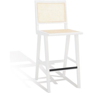 SAFAVIEH Couture Collection Hattie Walnut/Natural French Cane Solid Wood Bar Stool (Fully Assembled)(White/Natural)