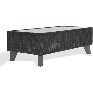 SAFAVIEH Couture Collection Margarita Natural Brown Faux Wicker Rectangle Indoor/Outdoor Coffee Table (Fully Assembled)(Dark Grey)