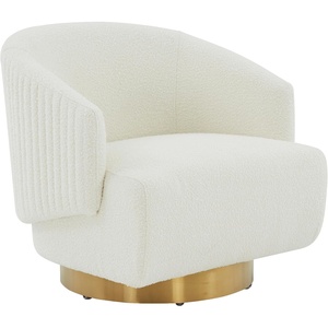 SAFAVIEH Couture Collection Pollyanne Ivory Boucle/Gold Swivel Accent Chair (Fully Assembled)