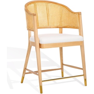 SAFAVIEH Couture Collection Rogue Black/Natural Rattan 23-inch Seat Height Counter Stool (Fully Assembled)(Natural)