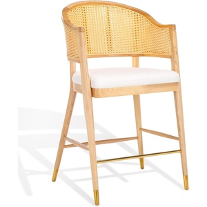 SAFAVIEH Couture Collection Rogue Black/Natural Rattan 27-inch Seat Height Bar Stool (Fully Assembled)(Natural)
