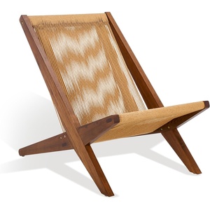 SAFAVIEH Couture Collection Trisha Walnut/Natural Solid Wood Folding Rope Accent Chair