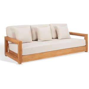 SAFAVIEH Couture Montford Brazilian Teak Indoor/Outdoor Sofa(Beige)