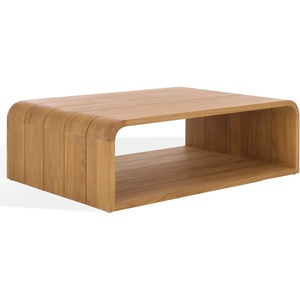 SAFAVIEH Couture Outdoor Patio Furniture Collection – Cove Teak Solid Wood Slatted Rectangular Coffee Table (CPT2018)(Natural)