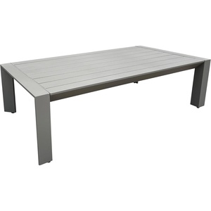 SAFAVIEH Couture Outdoor Patio Furniture Collection – Donaldo Rectangular Coffee Table, Dark Grey Aluminum Frame with Slatted Top (CPT4012A)(Dark Grey)