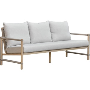 SAFAVIEH Couture Outdoor Patio Furniture Collection – Dorianna 3-Seater Sofa, Sand & Beige Woven Rope and Removable Cushions (CPT4005A)(Sand/Beige)