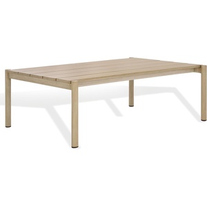 SAFAVIEH Couture Outdoor Patio Furniture Collection – Dorianna Rectangular Coffee Table, Sand Wood Slatted Top (CPT4006A)(Sand)