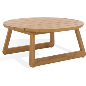 SAFAVIEH Couture Outdoor Patio Furniture Collection – Gale Teak Solid Wood Round Slatted Top Coffee Table (CPT2012A)(Natural)