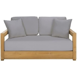 Safavieh CPT1003A Couture Montford Wood Loveseat, 1′ x 1′, Brazilian Teak/Beige(Grey)