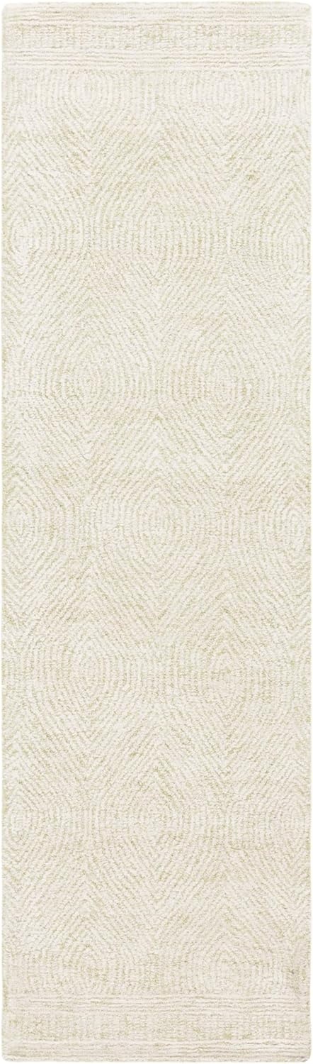 image:imageSAFAVIEH Abstract Collection Area Rug 10 Square Ivory amp Charcoal Handmade Wool Ideal for High Traffic Areas in Living Room Bedroom ABT340HGreenIvory
