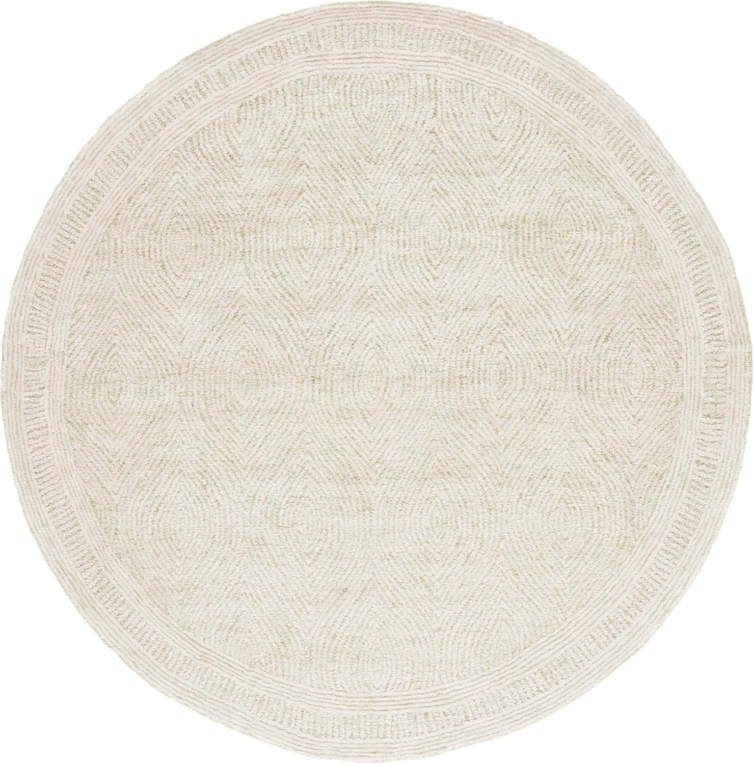 image:imageSAFAVIEH Abstract Collection Area Rug 10 Square Ivory amp Charcoal Handmade Wool Ideal for High Traffic Areas in Living Room Bedroom ABT340HGreenIvory