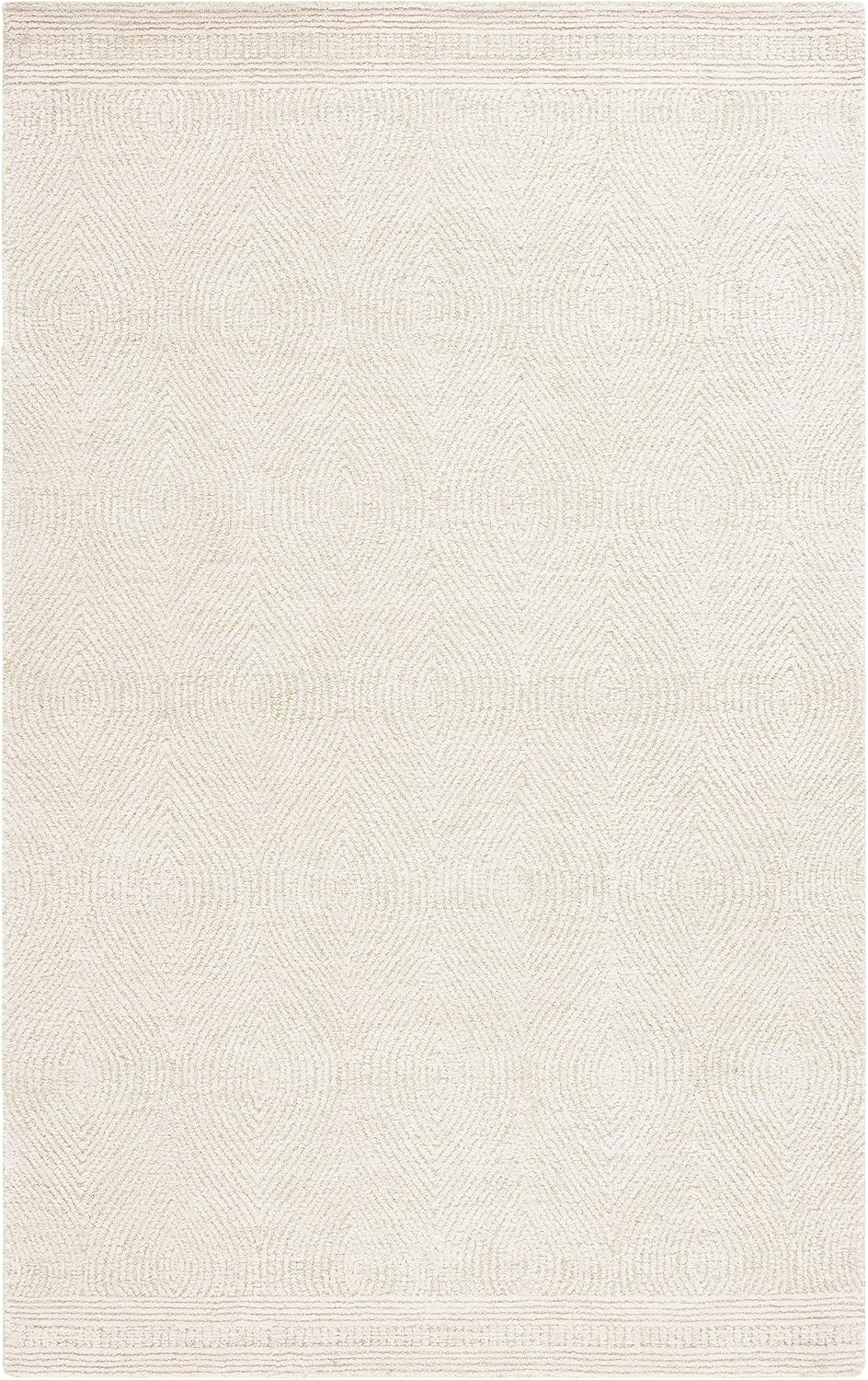 image:imageSAFAVIEH Abstract Collection Area Rug 10 Square Ivory amp Charcoal Handmade Wool Ideal for High Traffic Areas in Living Room Bedroom ABT340HGreenIvory