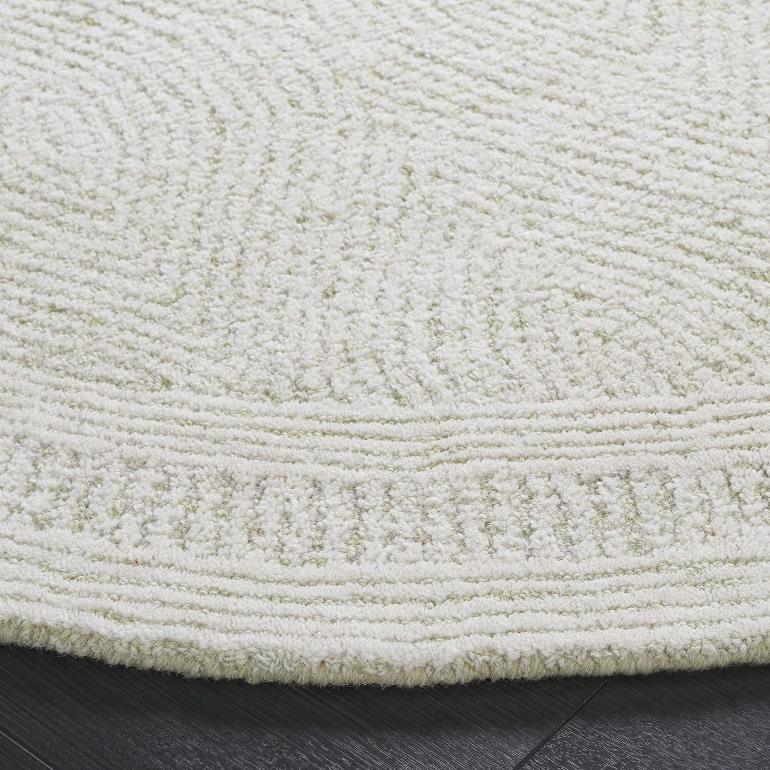image:imageSAFAVIEH Abstract Collection Area Rug 10 Square Ivory amp Charcoal Handmade Wool Ideal for High Traffic Areas in Living Room Bedroom ABT340HGreenIvory