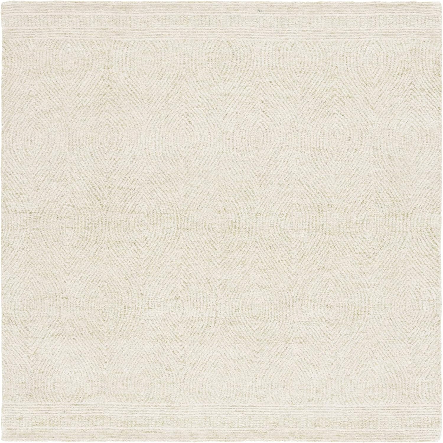 image:imageSAFAVIEH Abstract Collection Area Rug 10 Square Ivory amp Charcoal Handmade Wool Ideal for High Traffic Areas in Living Room Bedroom ABT340HGreenIvory