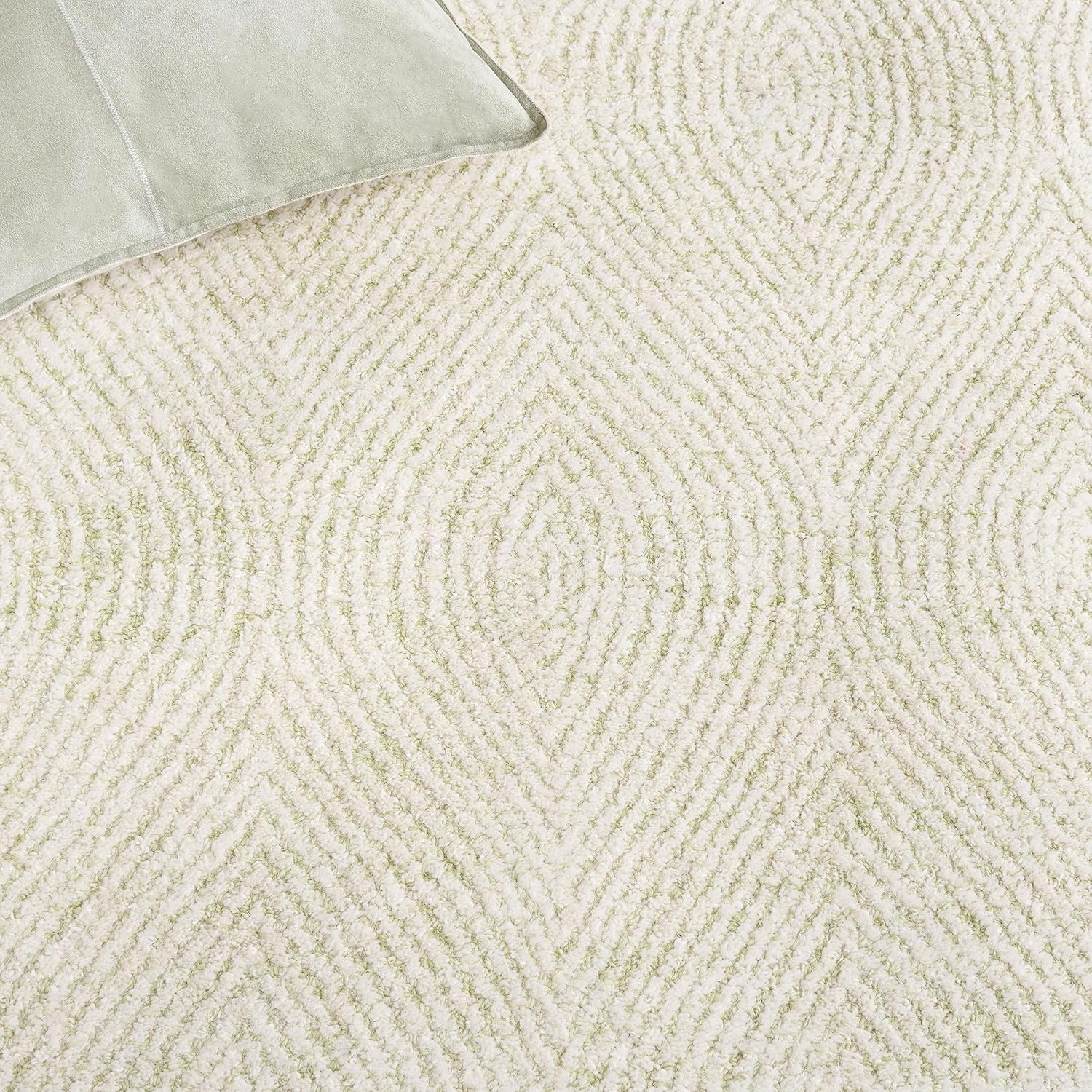 image:imageSAFAVIEH Abstract Collection Area Rug 10 Square Ivory amp Charcoal Handmade Wool Ideal for High Traffic Areas in Living Room Bedroom ABT340HGreenIvory